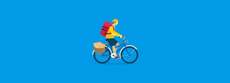 Homem numa bicicleta remontando a gig economy