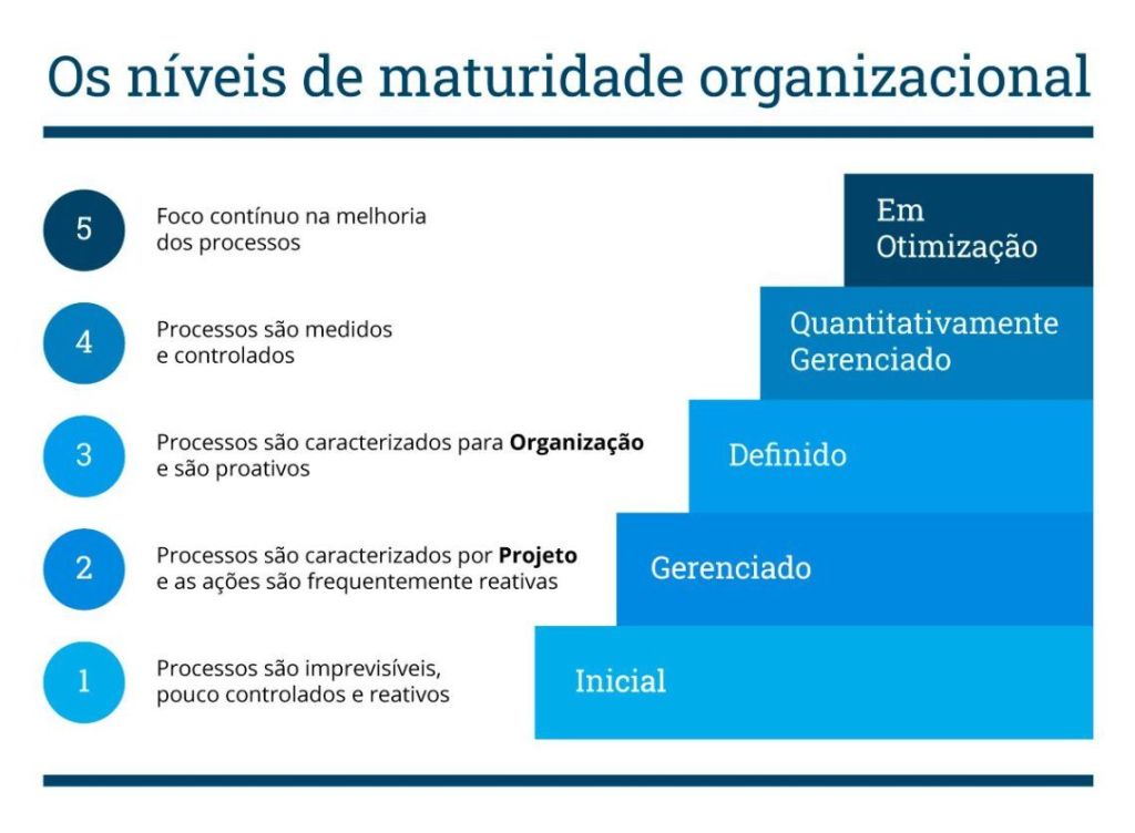 Tabela de diagnóstico organizacional sobre os níveis de maturidade de uma empresa