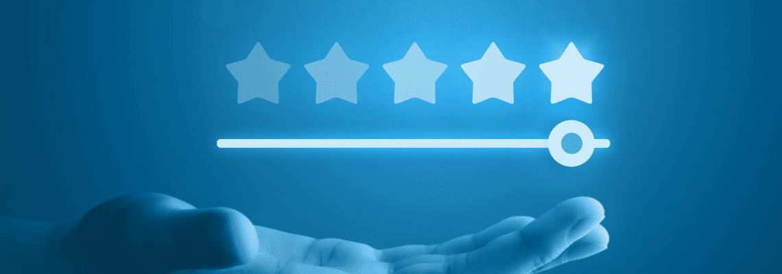 Escala de avaliação com cinco estrelas representando o employee experience